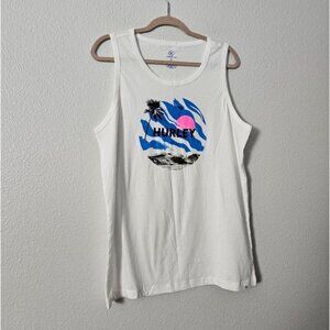 Hurley White Tank with Blue and Pink Graphic Sz M